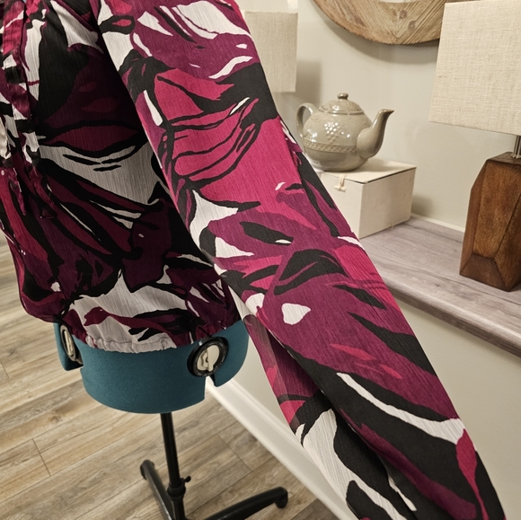 ANA (A New Approach) Size L vintage Chiffon Square Neck Elasticized Waist Blouse - Picture 8 of 8